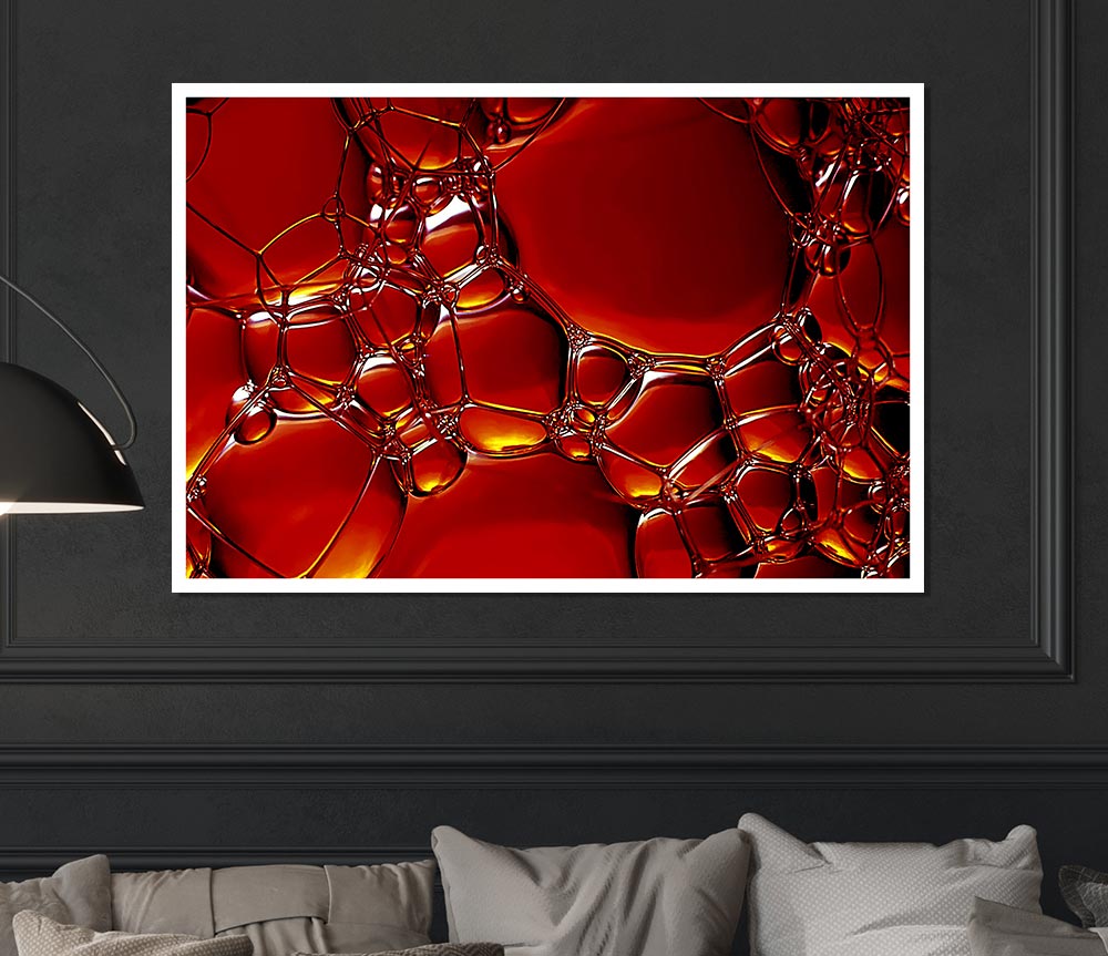 Burnt Orange Bubbles Print Poster Wall Art