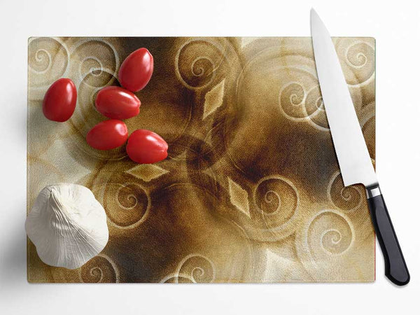 Caramel Swirls Glass Chopping Board