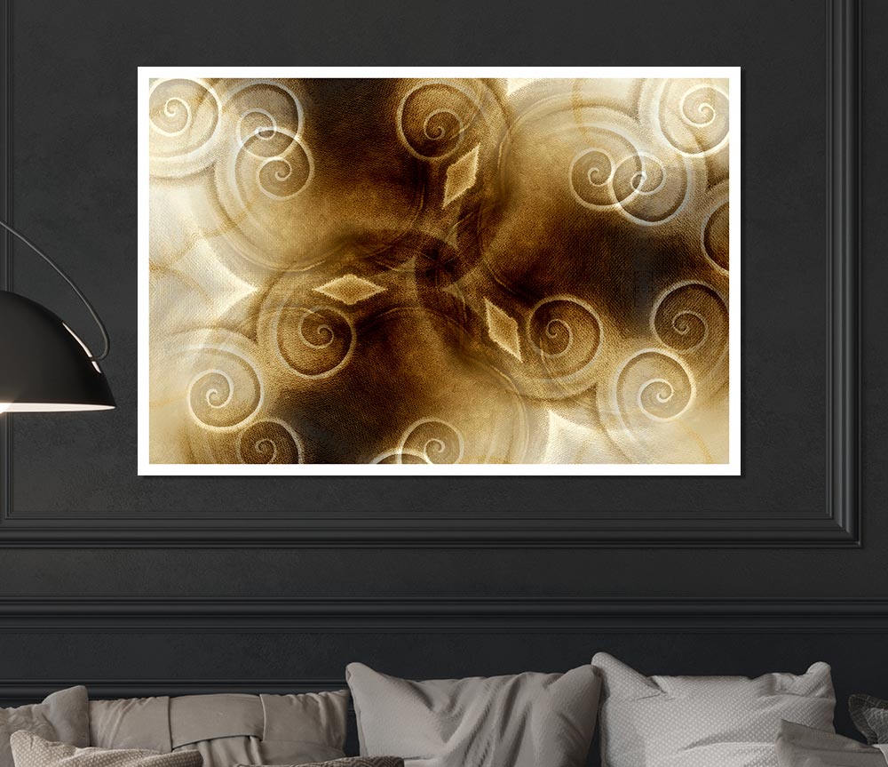 Caramel Swirls Print Poster Wall Art