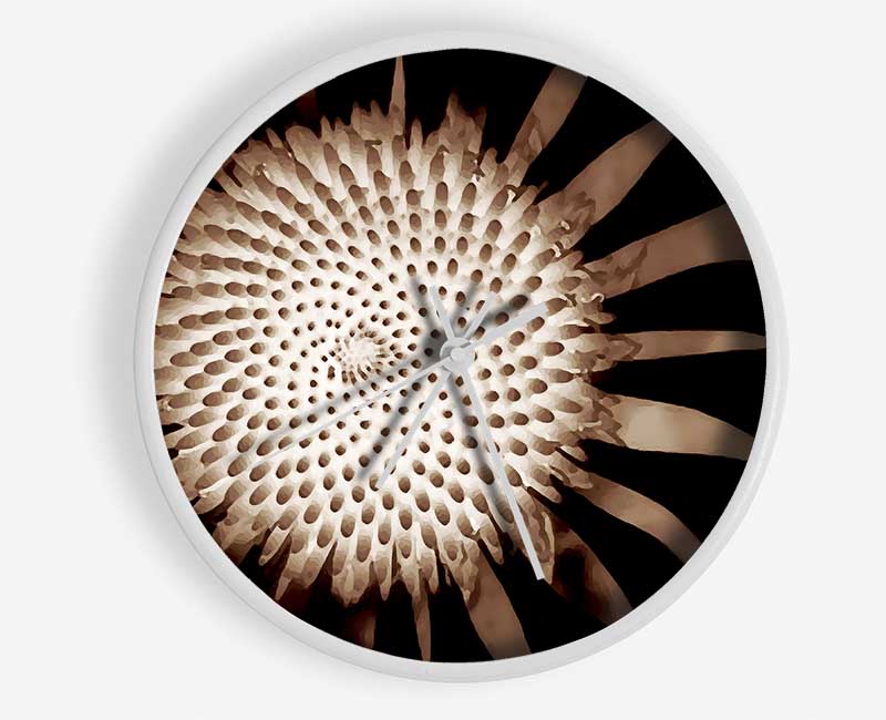 Chocolate Daisy Centre Clock - Wallart-Direct UK