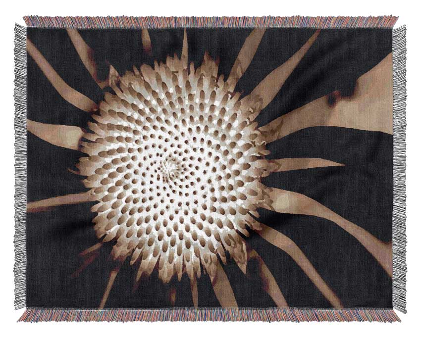 Chocolate Daisy Centre Woven Blanket