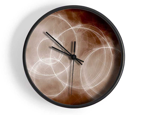 Chocolate Smoke Circles Clock - Wallart-Direct UK