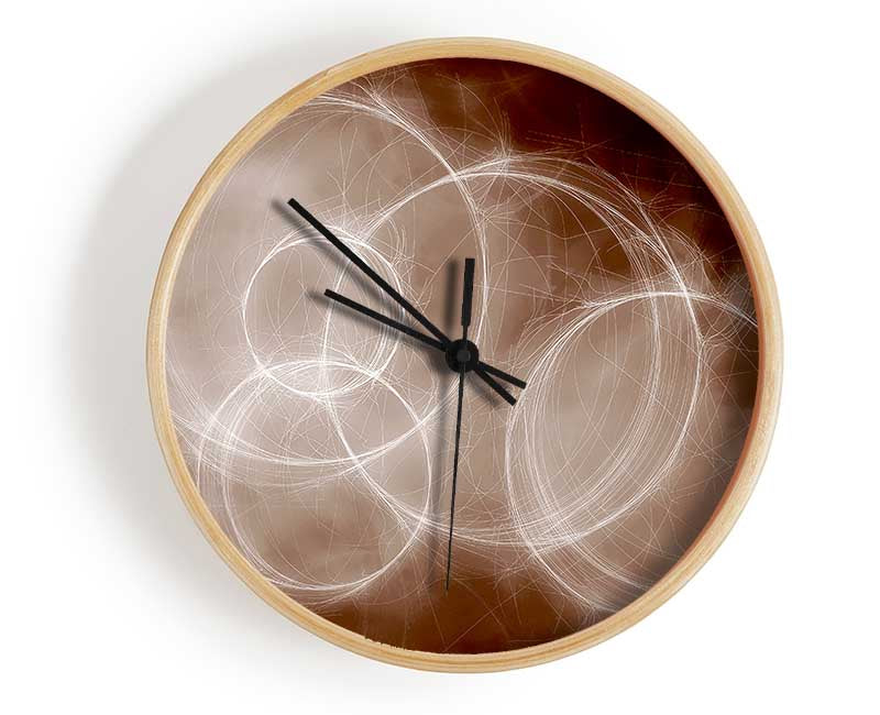 Chocolate Smoke Circles Clock - Wallart-Direct UK