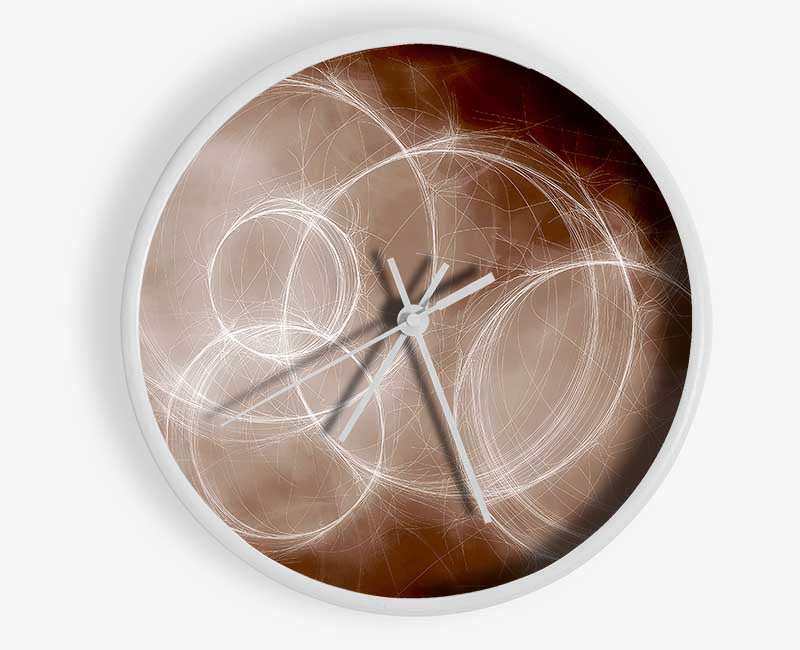 Chocolate Smoke Circles Clock - Wallart-Direct UK