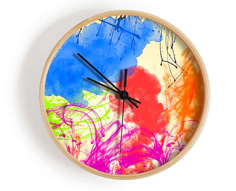 Colourful Clouds In The Garden Clock - Wallart-Direct UK