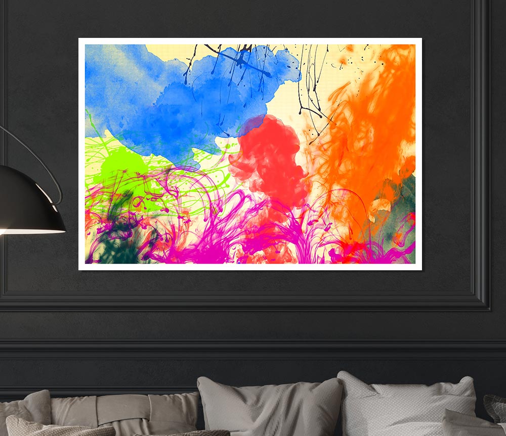 Colourful Clouds In The Garden Print Poster Wall Art