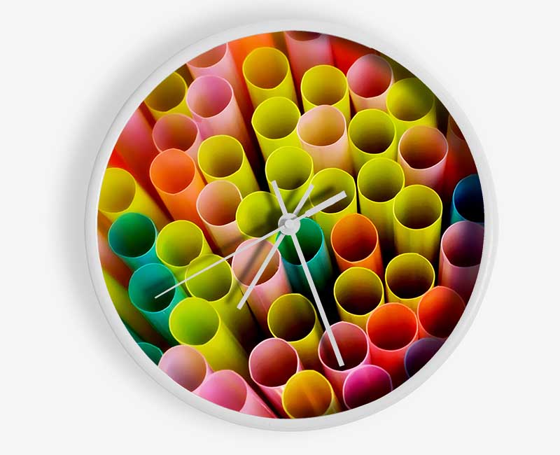 Colourful Straws Clock - Wallart-Direct UK