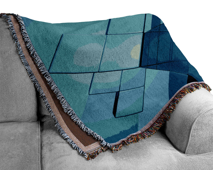 Cylinderical Blue Woven Blanket