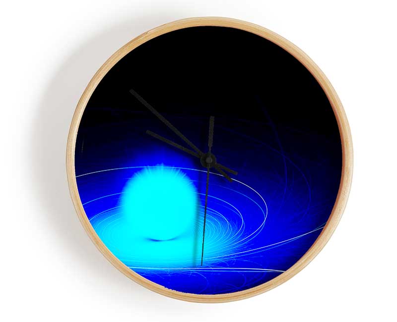 Electric Blue Swirl Clock - Wallart-Direct UK