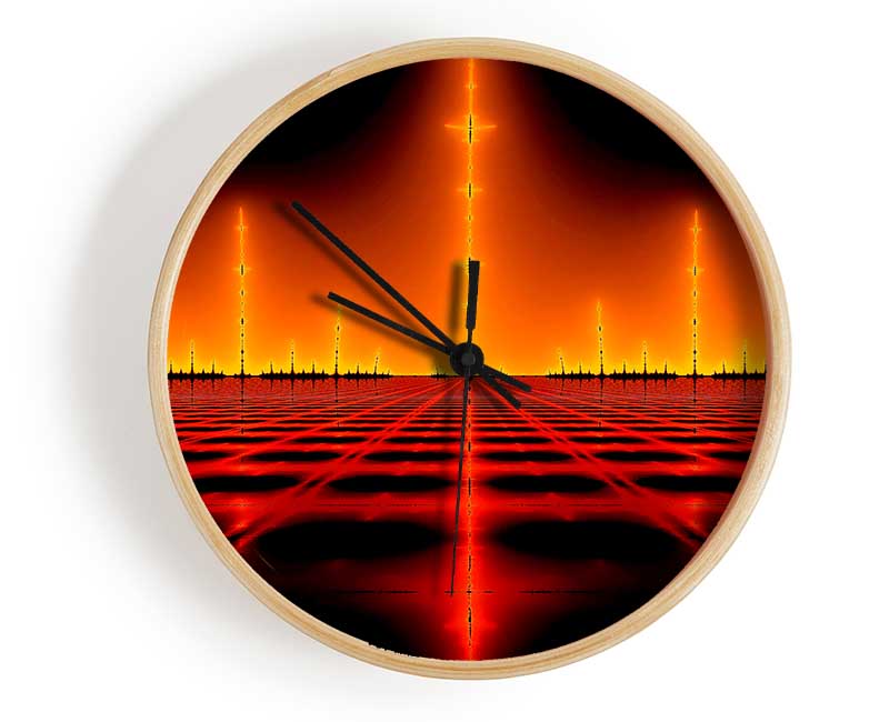 Electrical Fire Grid Clock - Wallart-Direct UK