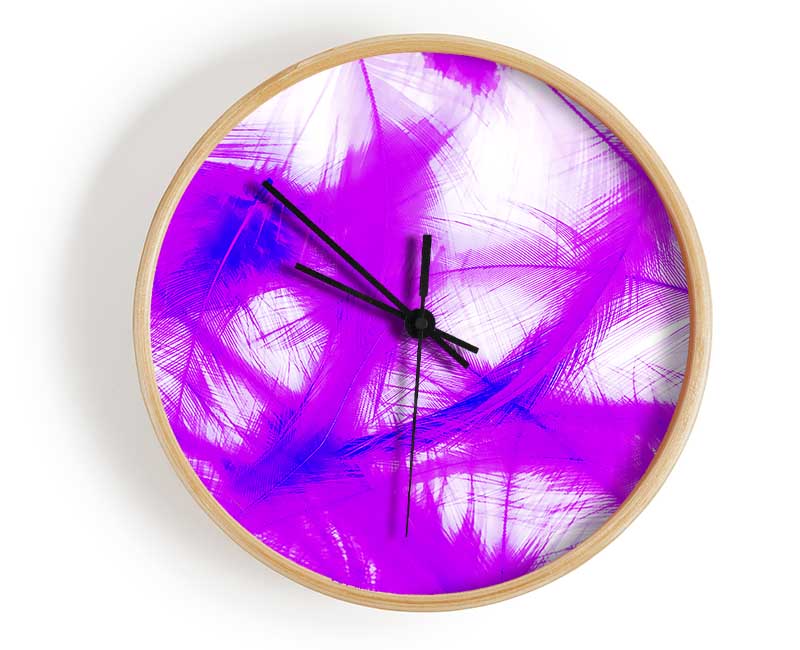 Feathers Pink Clock - Wallart-Direct UK