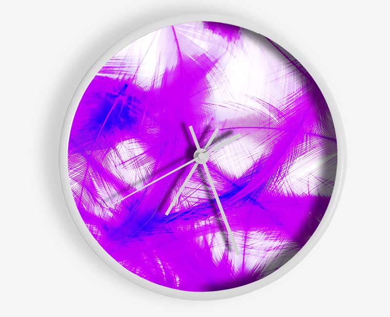 Feathers Pink Clock - Wallart-Direct UK