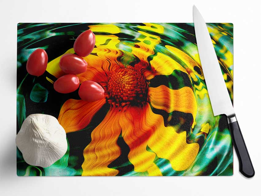 Flower Drop Glass Chopping Board