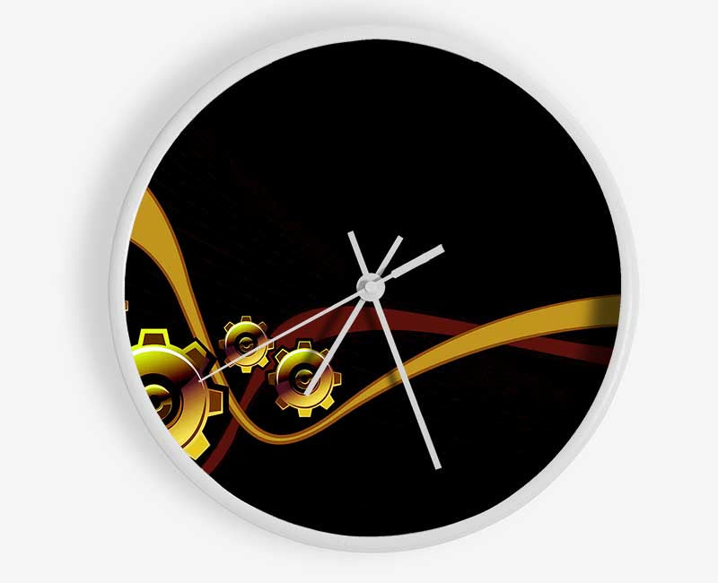 Gold Cogs Of Time Clock - Wallart-Direct UK