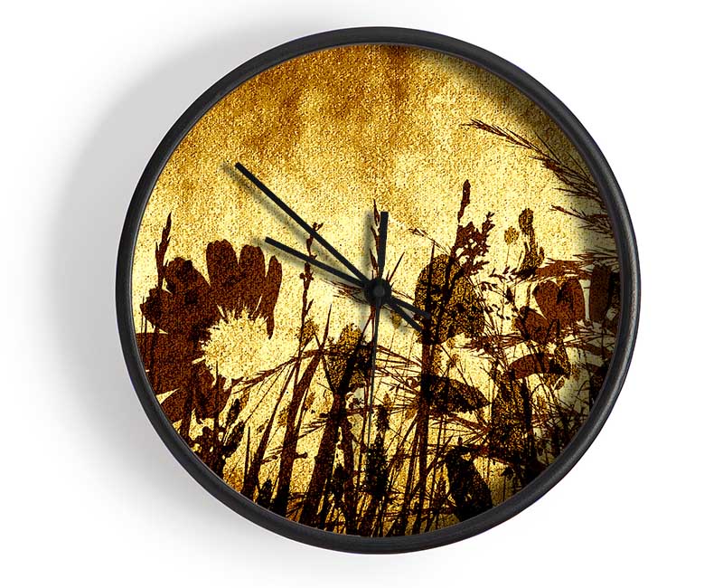 Golden Light Flower Clock - Wallart-Direct UK