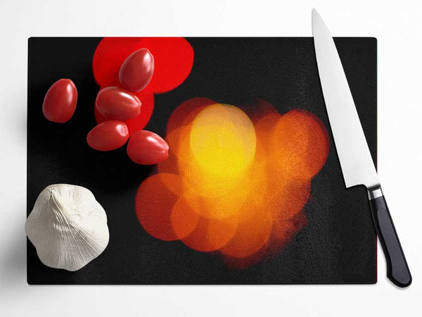 Golden Red Berries Glass Chopping Board