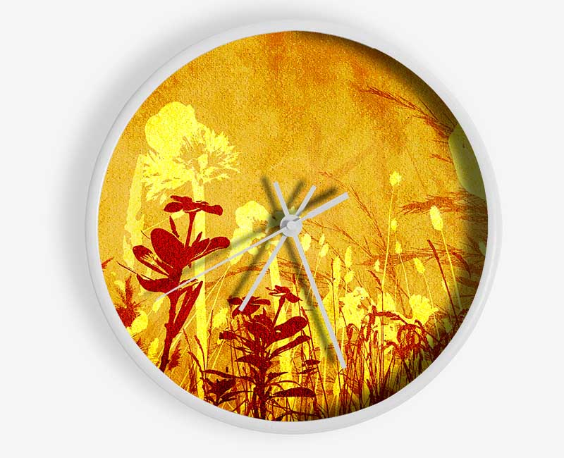 Golden Slash Flowers Clock - Wallart-Direct UK