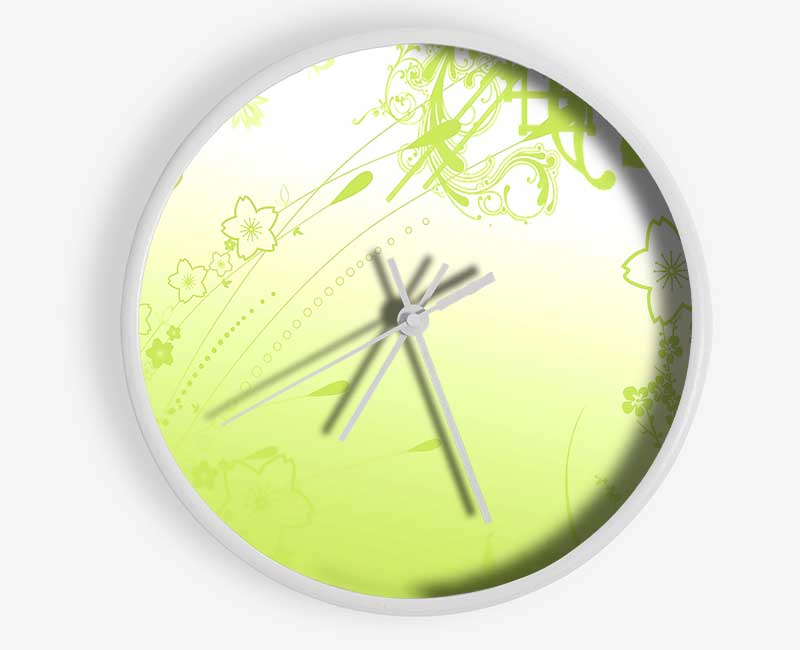 Green Flowers Clock - Wallart-Direct UK