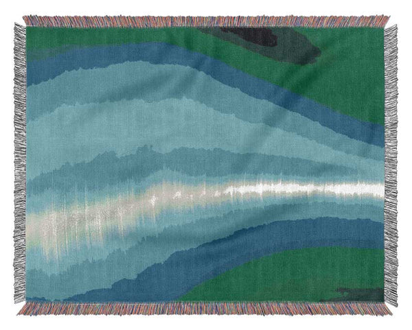 Green Shock Wave Woven Blanket