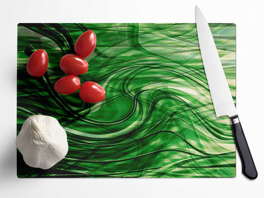 Green Time Line Glass Chopping Board