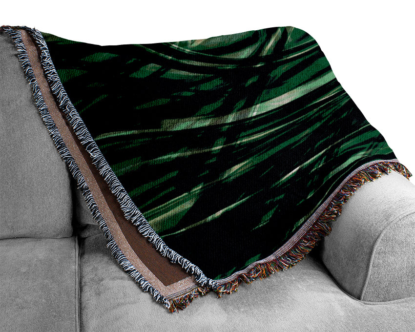 Green Time Line Woven Blanket