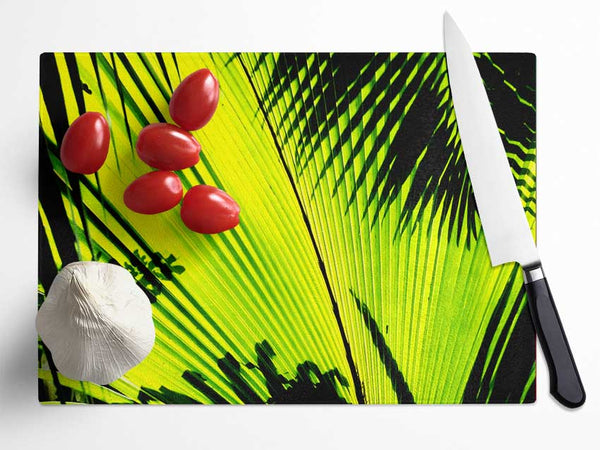 Lime Palm Tree Glass Chopping Board