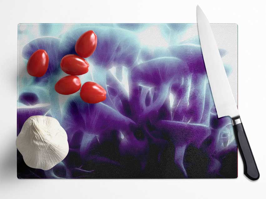 Magic Mystical Mushrooms Glass Chopping Board