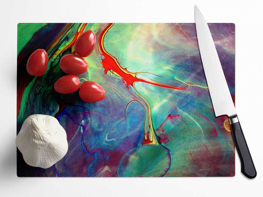 Mixed Paint Colors Glass Chopping Board