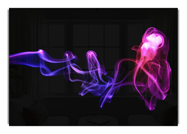 Neon Smoke Trail Abstract Canvasb