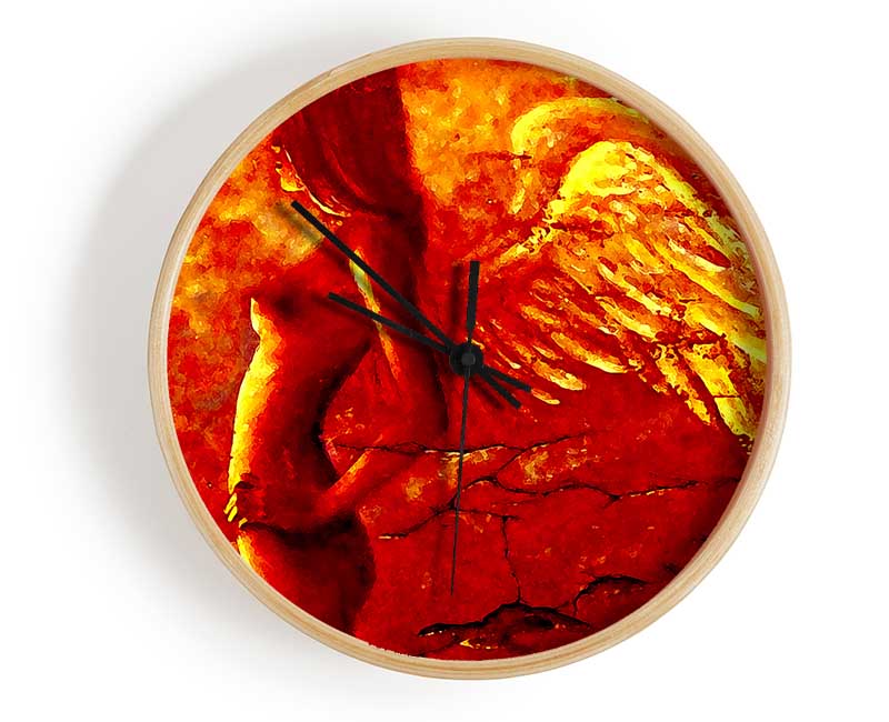 Orange Angel Wings Clock - Wallart-Direct UK