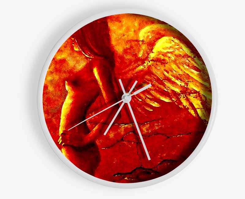 Orange Angel Wings Clock - Wallart-Direct UK