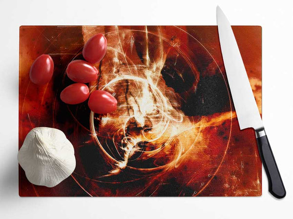 Orange Planet Of Light Glass Chopping Board