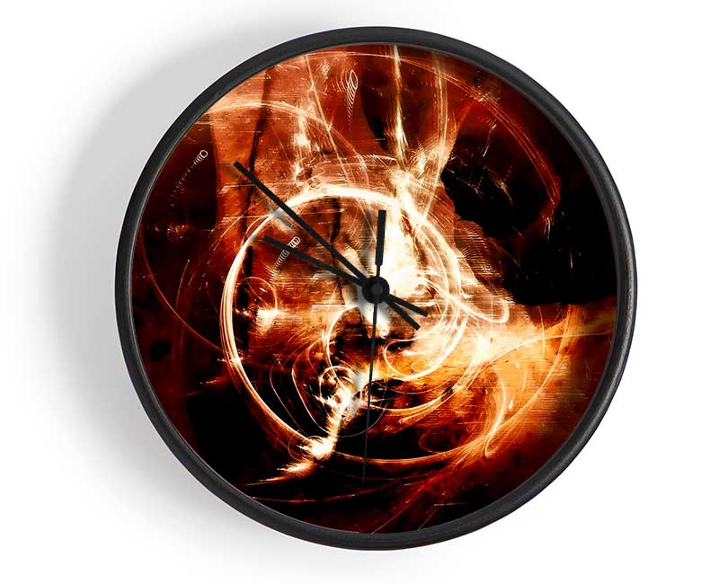 Orange Planet Of Light Clock - Wallart-Direct UK