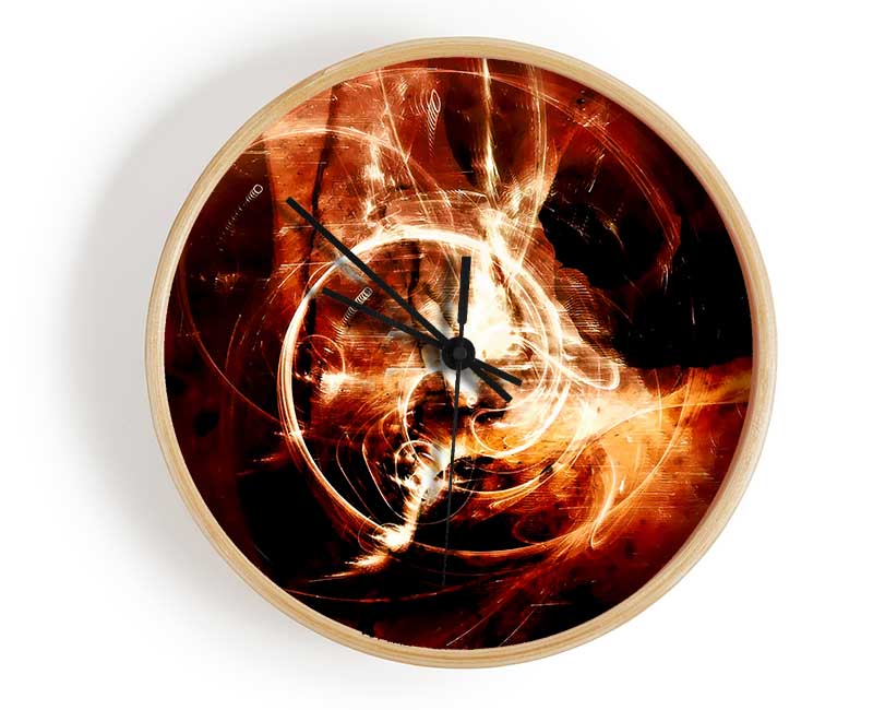 Orange Planet Of Light Clock - Wallart-Direct UK