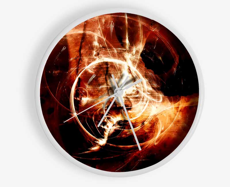 Orange Planet Of Light Clock - Wallart-Direct UK