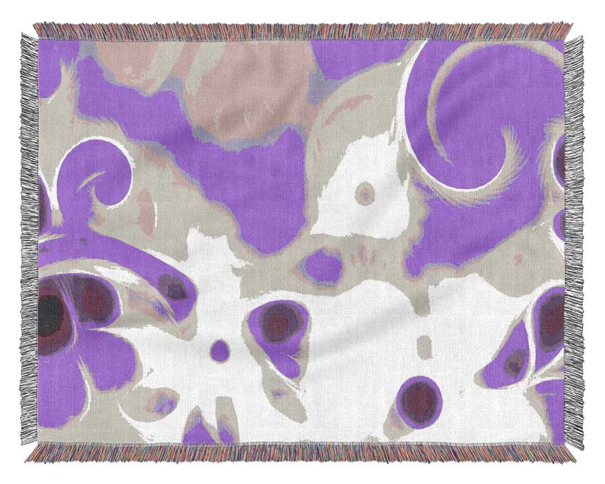 Psychedelic Garden Purple Woven Blanket