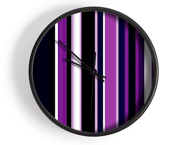 Purple Stripes Clock - Wallart-Direct UK