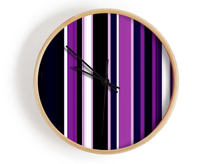 Purple Stripes Clock - Wallart-Direct UK