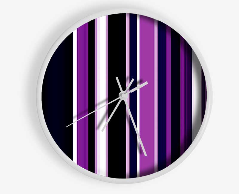 Purple Stripes Clock - Wallart-Direct UK