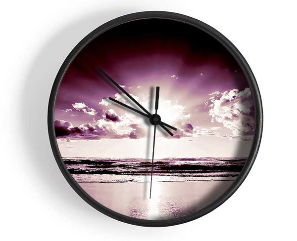 Purple Sunbeams Clock - Wallart-Direct UK