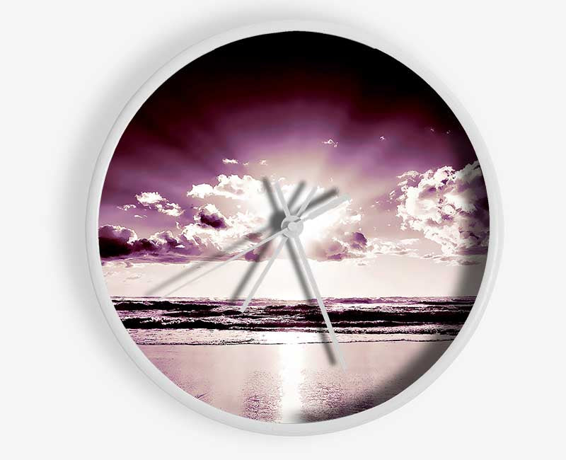 Purple Sunbeams Clock - Wallart-Direct UK