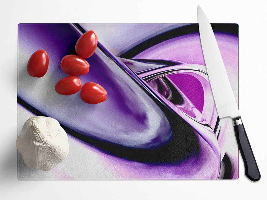 Purple Time Tunnel Glass Chopping Board