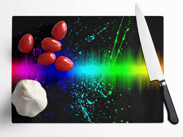 Rainbow Color Splatter Glass Chopping Board