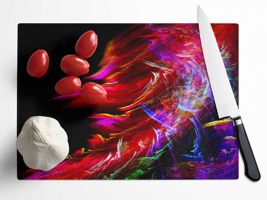 Rainbow Inferno Glass Chopping Board