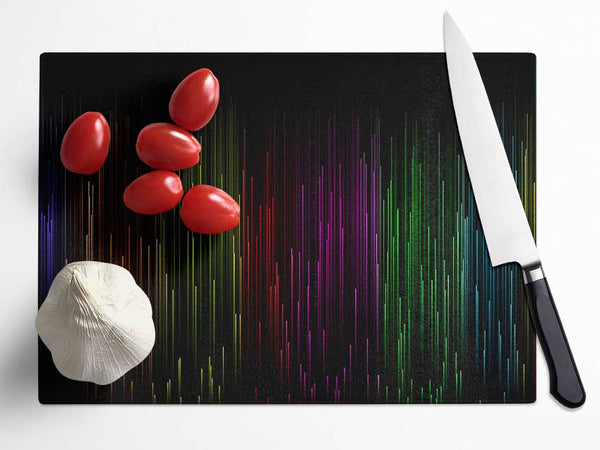 Rainbow Lines Glass Chopping Board