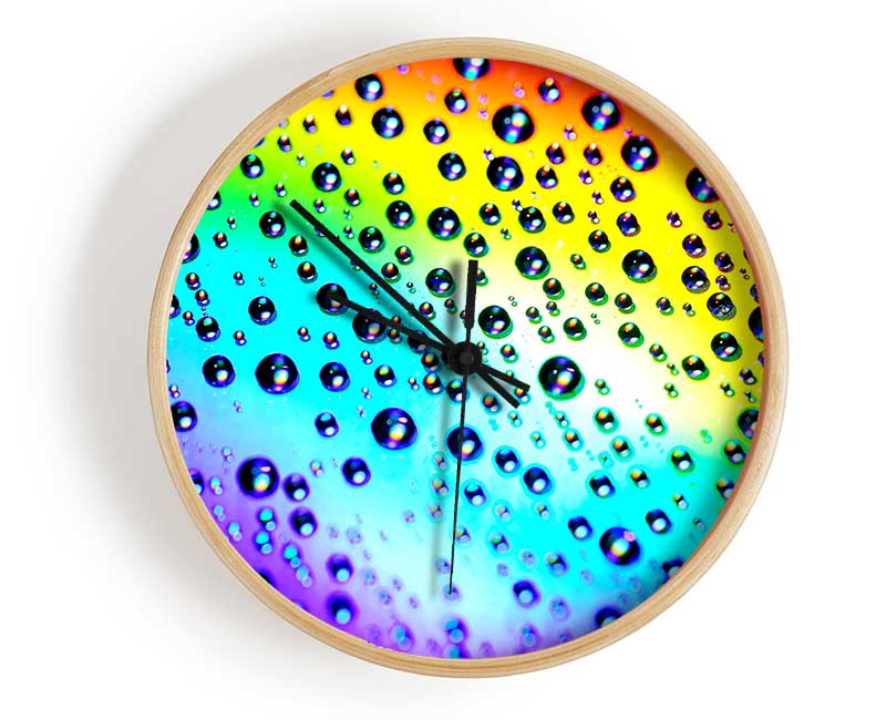 Rainbow Raindrops Clock - Wallart-Direct UK