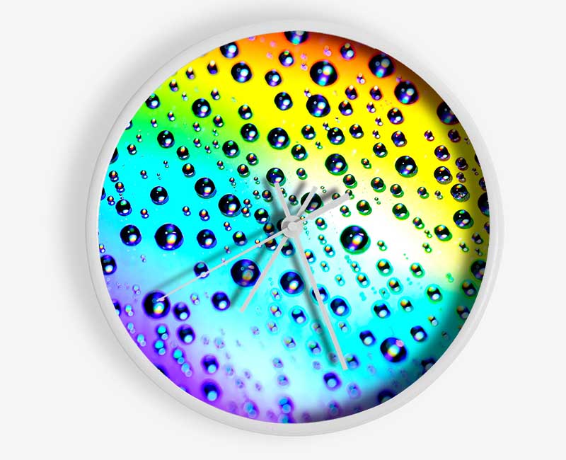 Rainbow Raindrops Clock - Wallart-Direct UK