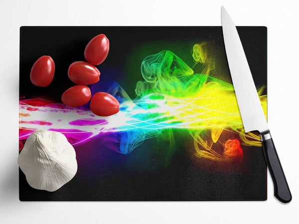 Rainbow Smoke Contrast Glass Chopping Board