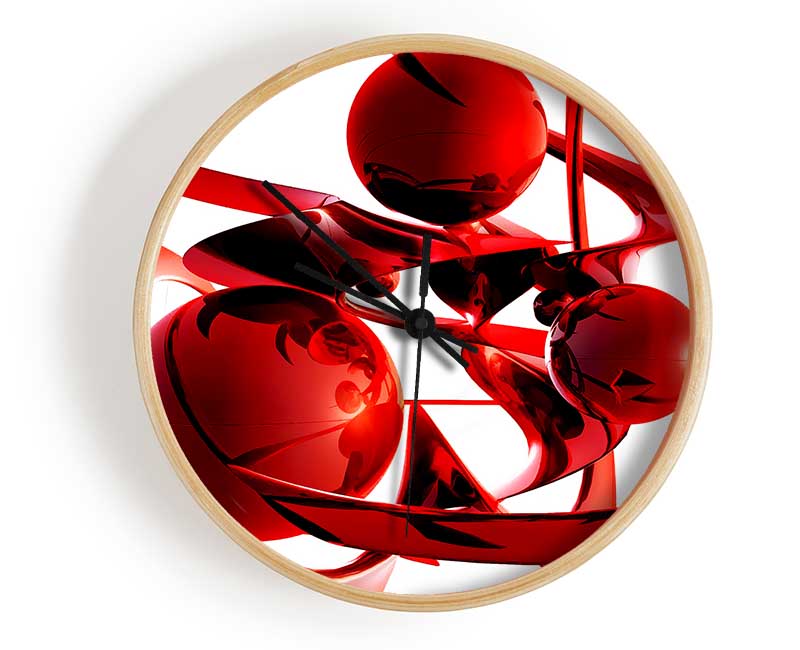 Red Balls Spiralling Clock - Wallart-Direct UK