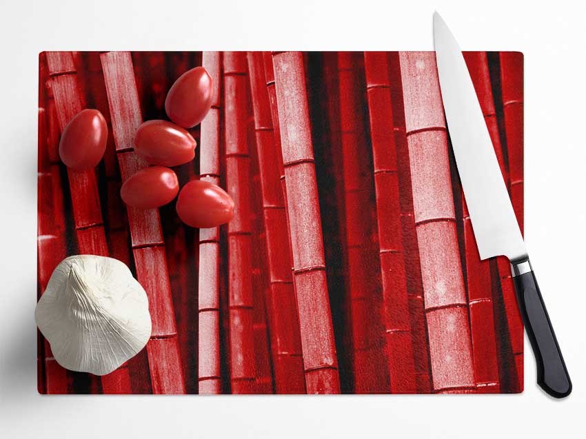 Red Bamboo Glass Chopping Board